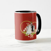 Mug Cœurs entrelacés brique rouge (Devant droit)