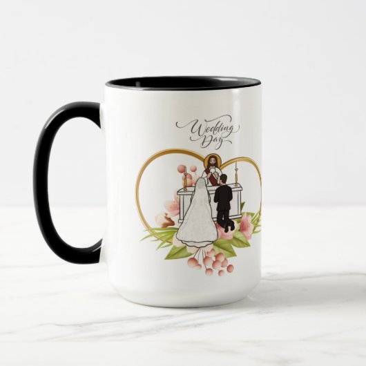 Mug Cœurs entrelacés noir & blanc (Gauche)