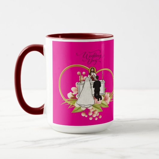 Mug Cœurs entrelacés rose chaud (Gauche)