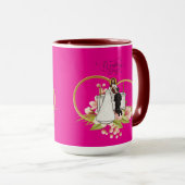 Mug Cœurs entrelacés rose chaud (Devant droit)