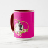 Mug Cœurs entrelacés rose chaud (Devant gauche)