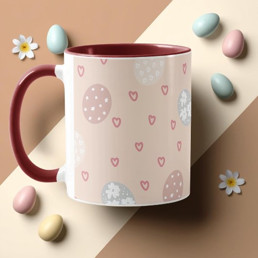 Mug Coeurs et cercles roses Motif Pâques