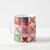 Mug Coeurs et courtepointe de fleurs (Devant gauche)