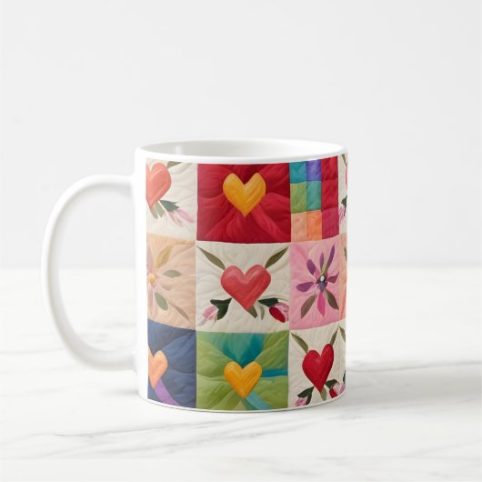 Mug Coeurs et courtepointe de fleurs (Gauche)