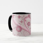 Mug Cœurs et fleurs abstraits roses Amour Art fractal (Devant gauche)