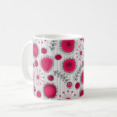 Mug Coeurs et fleurs blancs et rouges blancs (Devant gauche)