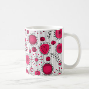 Mug Coeurs et fleurs blancs et rouges blancs