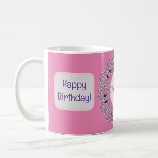 Mug Coeurs et fleurs d'anniversaire (Gauche)