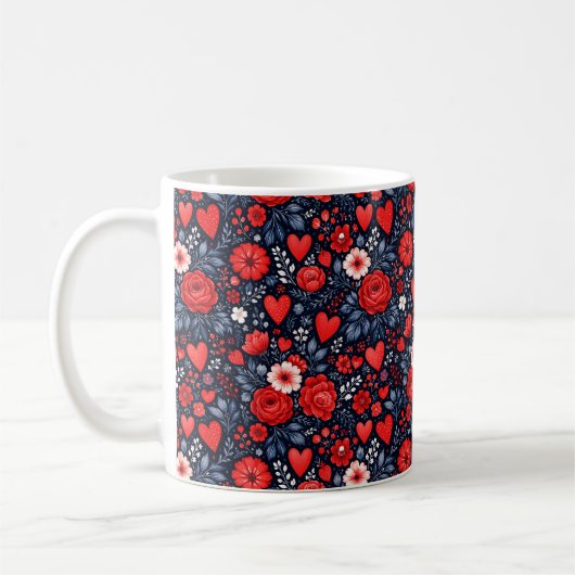 Mug Cœurs et Fleurs Fantaisistes (Gauche)