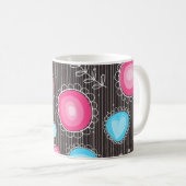Mug Coeurs et fleurs rose et bleu Whimsical (Devant droit)