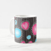 Mug Coeurs et fleurs rose et bleu Whimsical (Devant gauche)