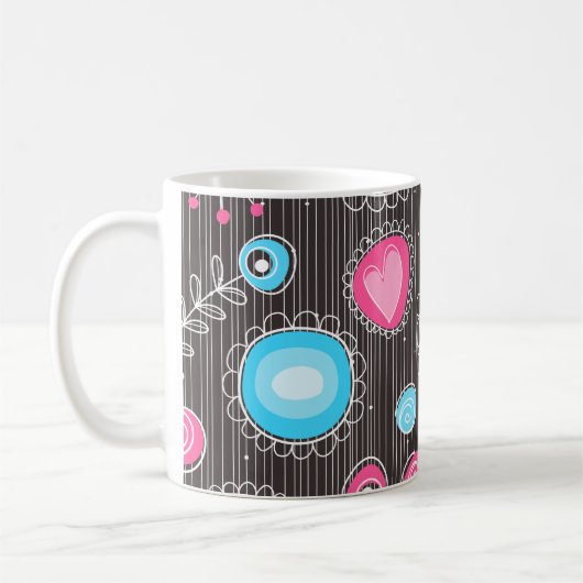 Mug Coeurs et fleurs rose et bleu Whimsical (Gauche)