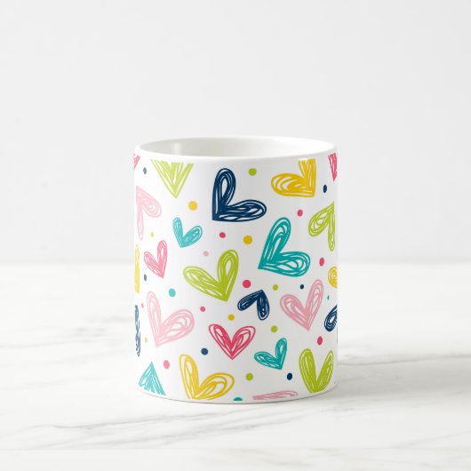 Mug Coeurs et points en style doodé (Centre)