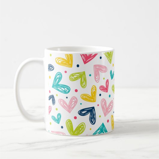 Mug Coeurs et points en style doodé (Gauche)