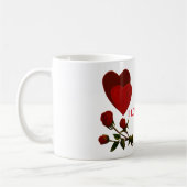 Mug Coeurs et roses rouges que je t'aime (Gauche)