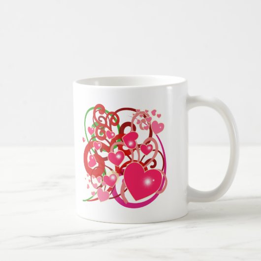 Mug Coeurs et rouleaux lumineux pour des amants (Droite)