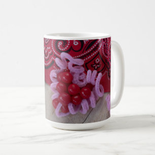 Mug Coeurs et sucreries Rouge et rose rustique