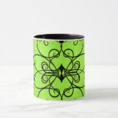 Mug Coeurs et tourbillons verts noirs et citron vert (Centre)