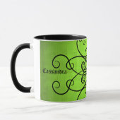 Mug Coeurs et tourbillons verts noirs et citron vert (Gauche)