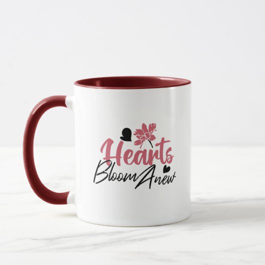 Mug Coeurs fleurissent à nouveau - Citation Florale In (Gauche)