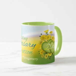 Mug Coeurs fleurs sauvages 20e fête Mariage