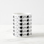 Mug Cœurs géométriques à rayures chevron noir et blanc (Centre)