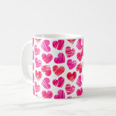 Mug Coeurs griffés rouges et roses modernes Valentine  (Devant gauche)