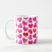 Mug Coeurs griffés rouges et roses modernes Valentine  (Gauche)
