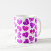 Mug Coeurs griffés violets et roses modernes Valentine (Devant droit)
