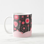 Mug Coeurs gris-blanc et fleurs nom floral (Gauche)