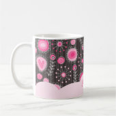 Mug Coeurs gris rose blanc et nom fleuri (Gauche)