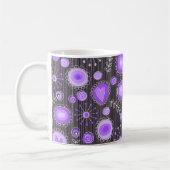 Mug Coeurs gris violet blanc et fleurs florales (Gauche)