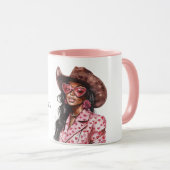 Mug Coeurs Howdy Black Lady Cowgirl (Devant droit)