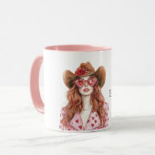 Mug Coeurs Howdy Red Hair Cowgirl (Devant gauche)