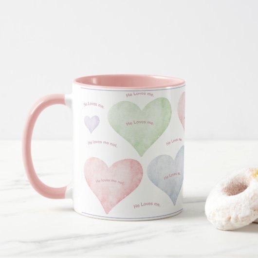 Mug Coeurs Il M'Aime Il M'Aime Pas La Typographie (Avec donut)