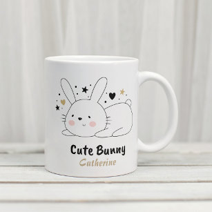 Mug Coeurs lapins mignons Nom personnalisé