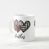 Mug Coeurs Leopard Plaid Valentine's day Personnalisé (Devant gauche)