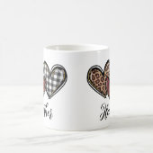 Mug Coeurs Leopard Plaid Valentine's day Personnalisé (Centre)