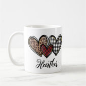 Mug Coeurs Leopard Plaid Valentine's day Personnalisé (Gauche)