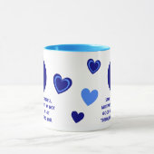 Mug Coeurs mignon Motivationnel Good Vibes Blue Evil E (Centre)