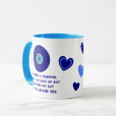 Mug Coeurs mignon Motivationnel Good Vibes Blue Evil E (Devant gauche)
