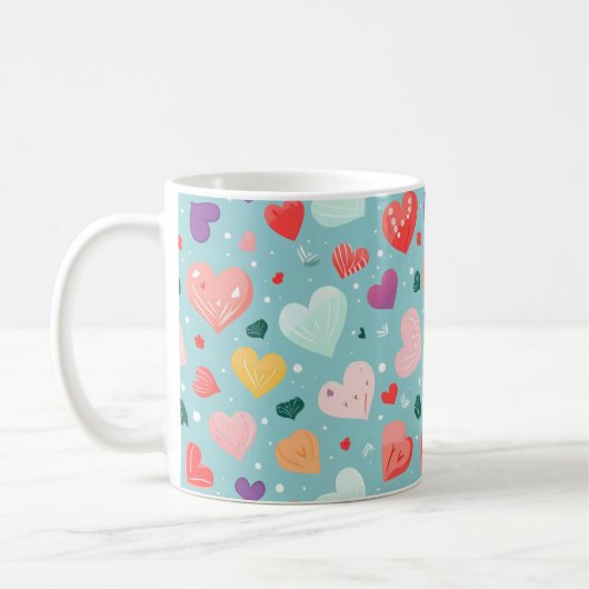 Mug Coeurs mignons Motif coloré (Gauche)