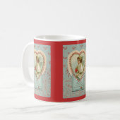 Mug Cœurs minuscules doux Saint-Valentin sur dentelle (Devant gauche)