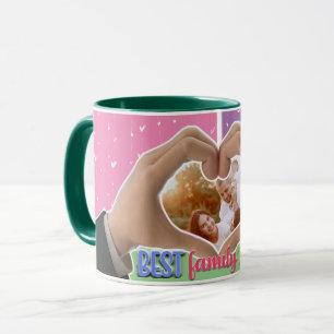 Mug Cœurs modernes Personnalisé Meilleure Famille Phot