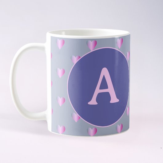 Mug Coeurs Monogrammes personnalisés Lilac