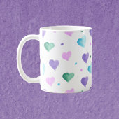 Mug Coeurs Motif Aquarelle rose vert pourpre bleu