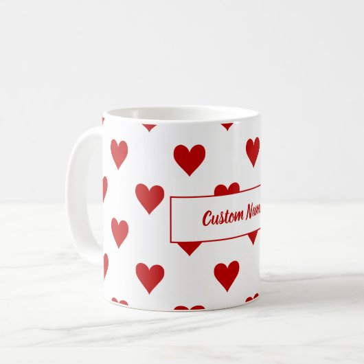 Mug Coeurs Motif et nom personnalisable (Devant gauche)