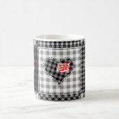 Mug Coeurs Noir Blanc Patchwork Sans Couleur. (Centre)