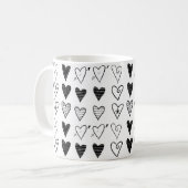 Mug Cœurs Noir et Blanc (Devant gauche)