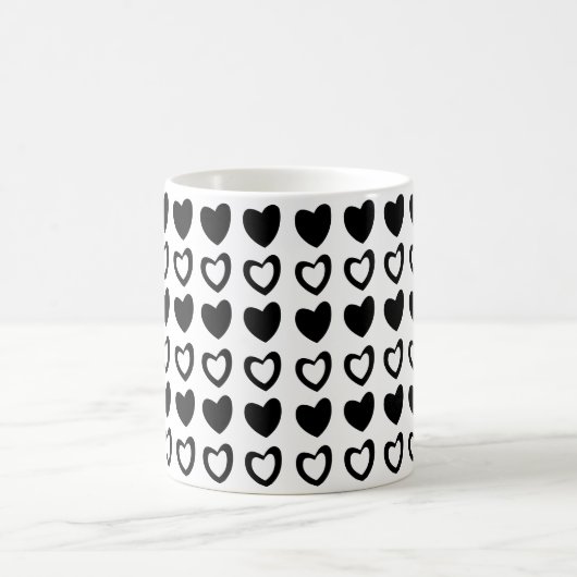 Mug Coeurs noir et blanc Valentine (Centre)